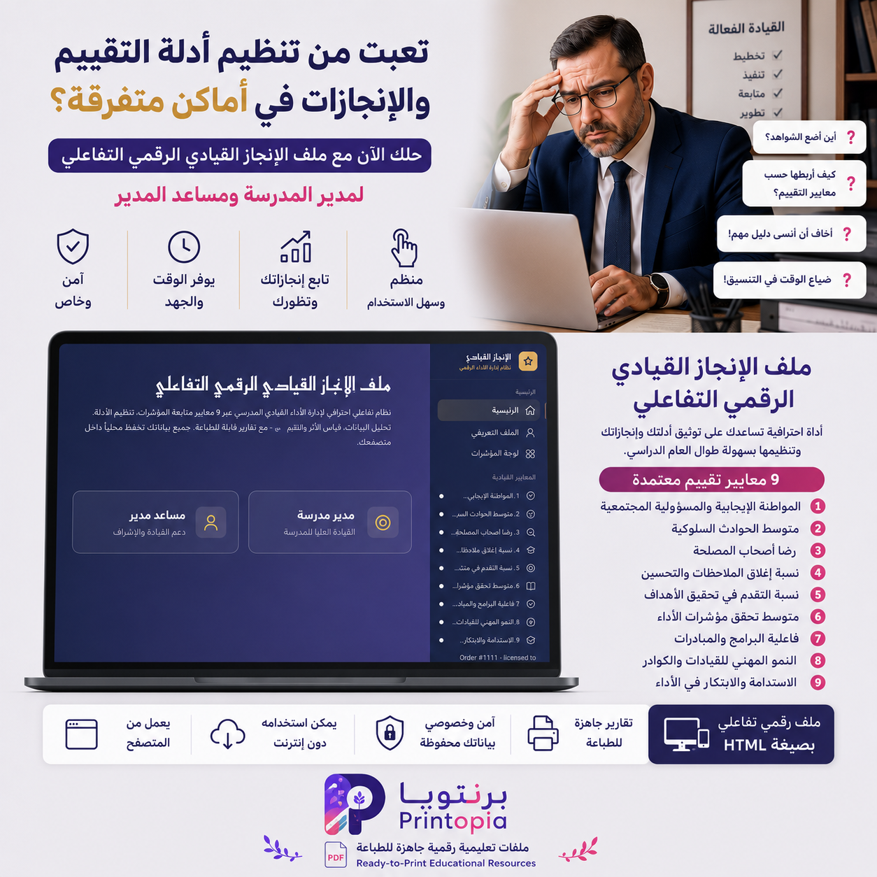 ملف الإنجاز القيادي الرقمي التفاعلي | مدير المدرسة ومساعد المدير