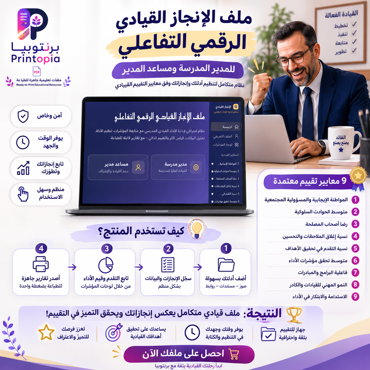 ملف الإنجاز القيادي الرقمي التفاعلي | مدير المدرسة ومساعد المدير